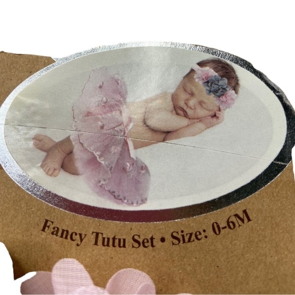 So ‘Dorable Pink￼ Grey Floral Fancy Tulle Tutu 2 PC Set Baby Girl Size 0-6M NWT - Picture 5 of 9